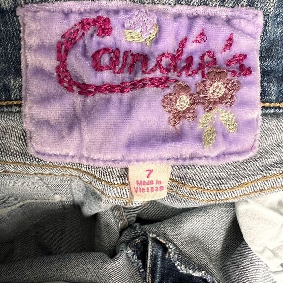 CANDIE’S Vintage Y2K 90’s Floral Embroidery Bell Bottoms Blue jeans Size 7/28 - Picture 10 of 10